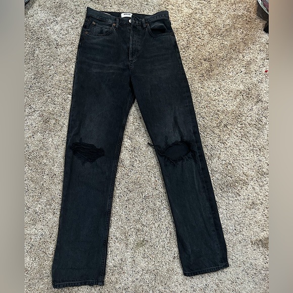 AGOLDE 90s Pinch Waist Black Distressed Jean - Picture 1 of 6
